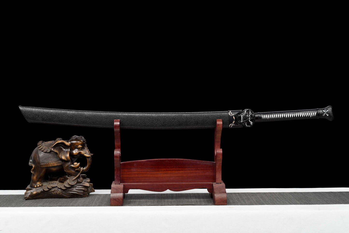 Exclusive Ghost Head Hilt Embroidery Blade - Night Demon