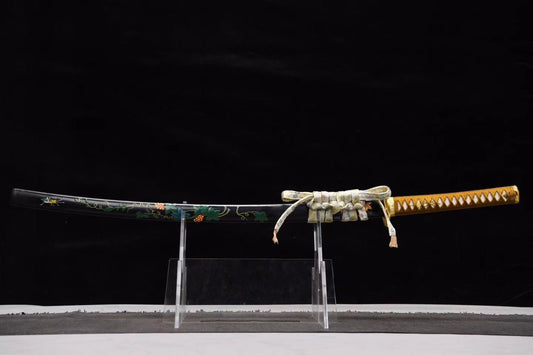 26-inch Low-Nickel Color Steel Damascus Katana – Spring Whisper Tamashigata