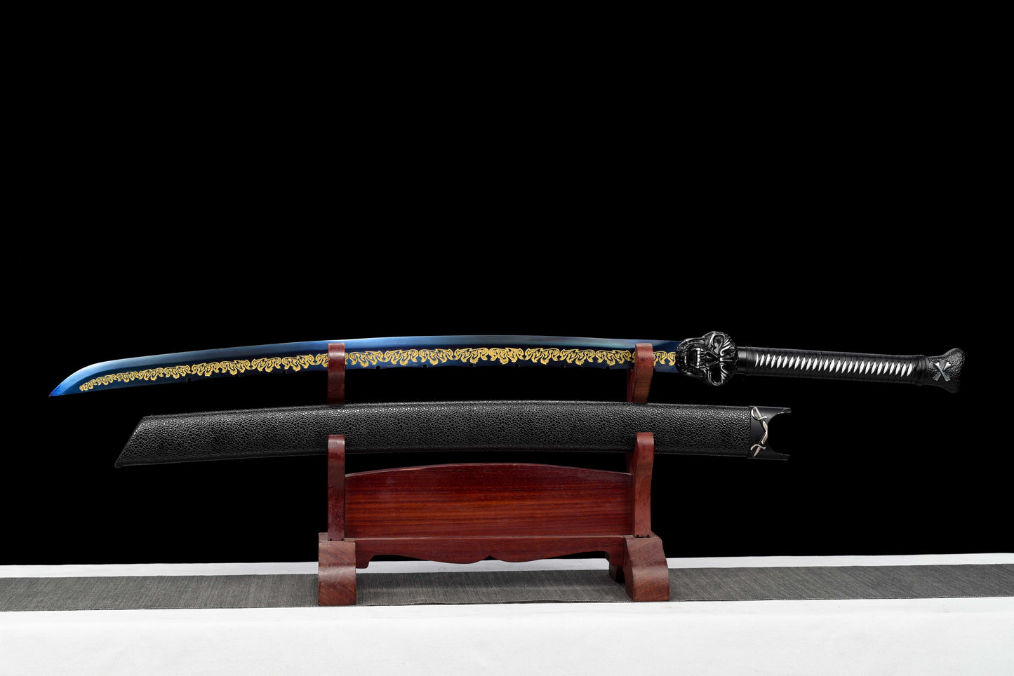 Exclusive Ghost Head Hilt Embroidery Blade - Night Demon