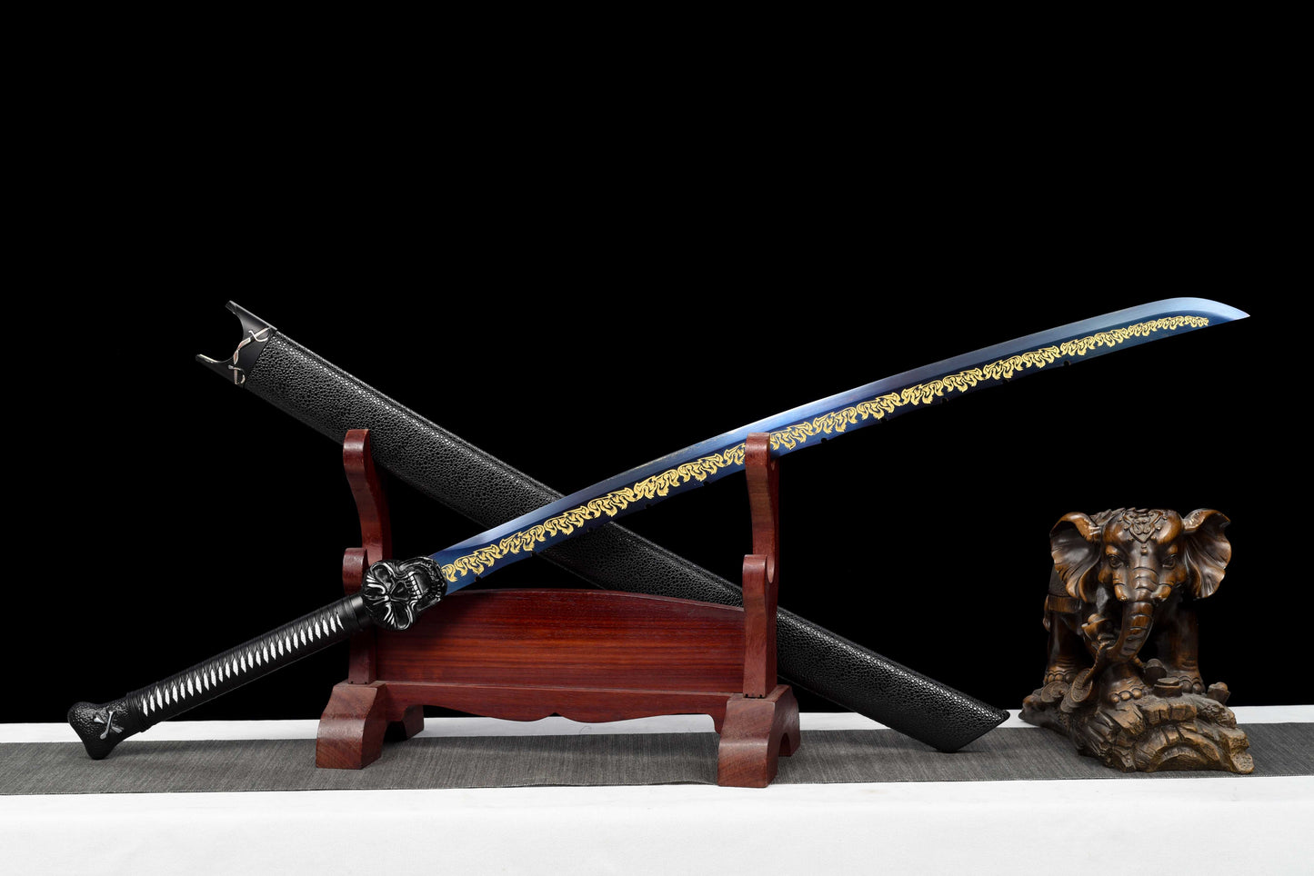 Exclusive Ghost Head Hilt Embroidery Blade - Night Demon