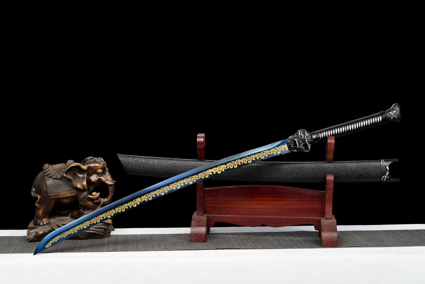 Exclusive Ghost Head Hilt Embroidery Blade - Night Demon