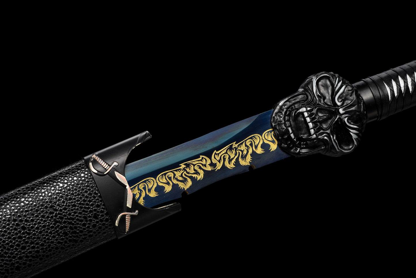 Exclusive Ghost Head Hilt Embroidery Blade - Night Demon